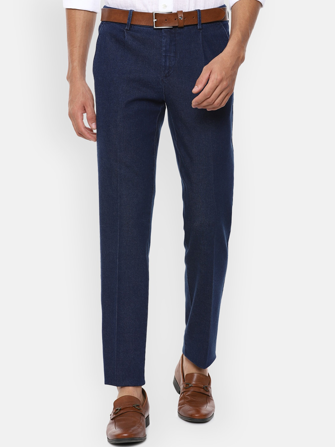 

Luxure by Louis Philippe Men Navy Blue Slim Fit Denim Trousers