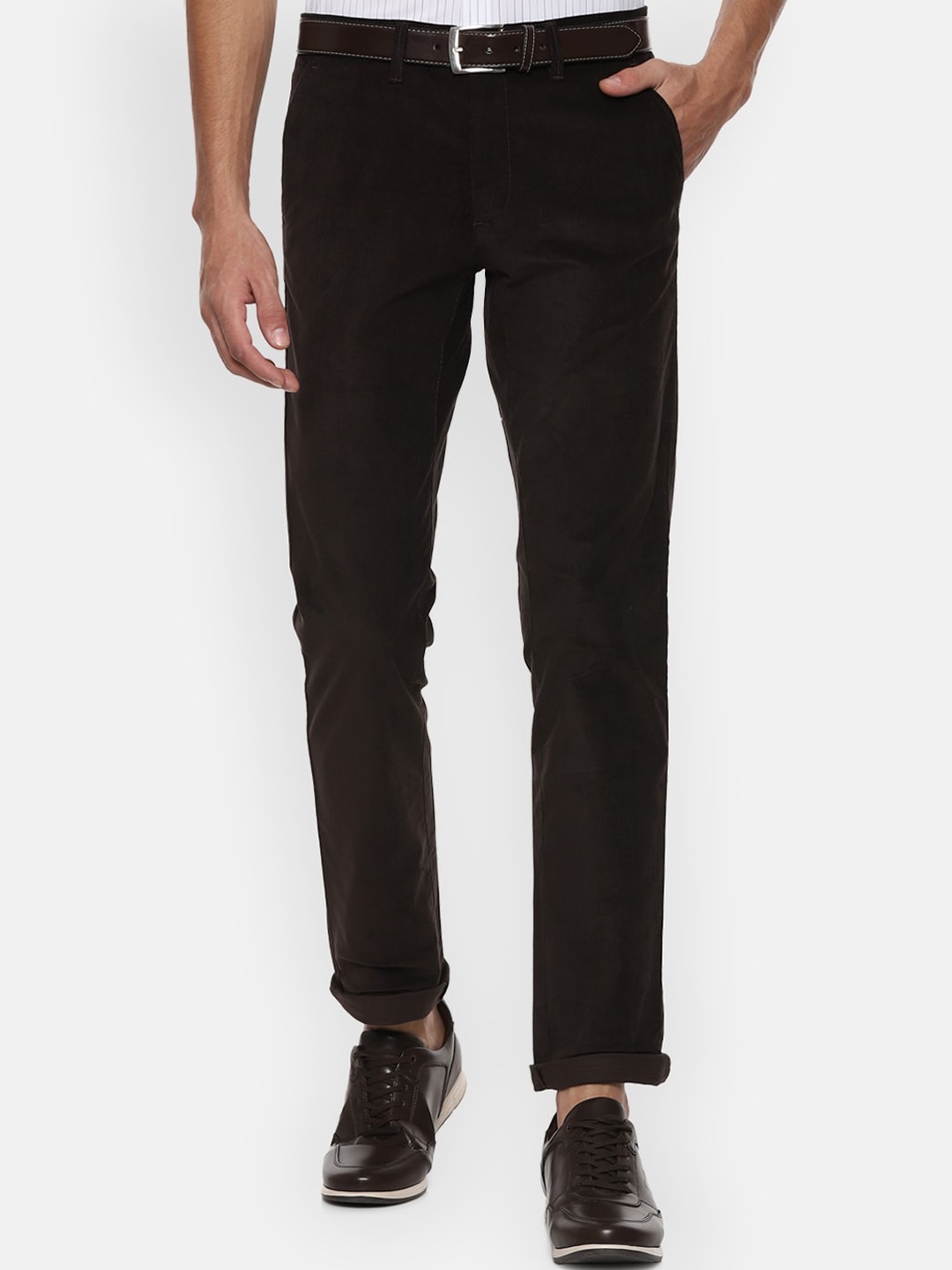 

Van Heusen Sport Men Black Textured Slim Fit Trousers