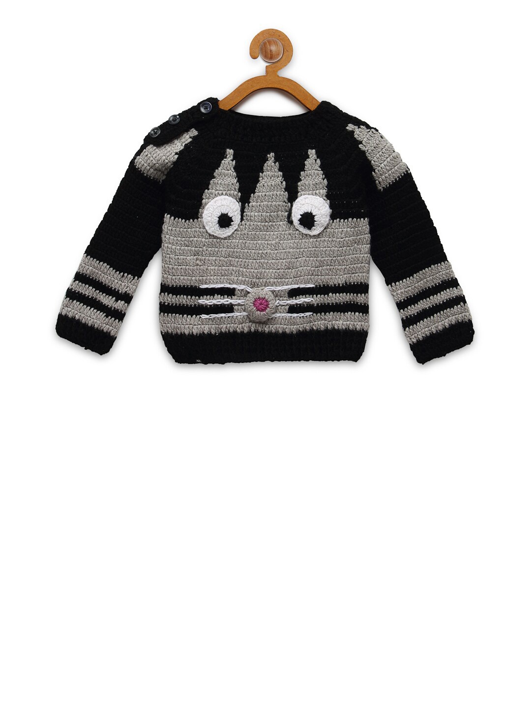 CHUTPUT Unisex Kids Grey Hand knitted Crochet Sweater