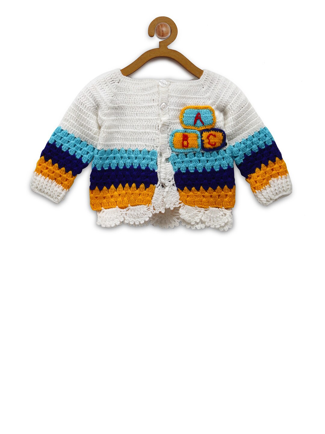 

CHUTPUT Unisex Kids White & Blue Cable Knit Cardigan