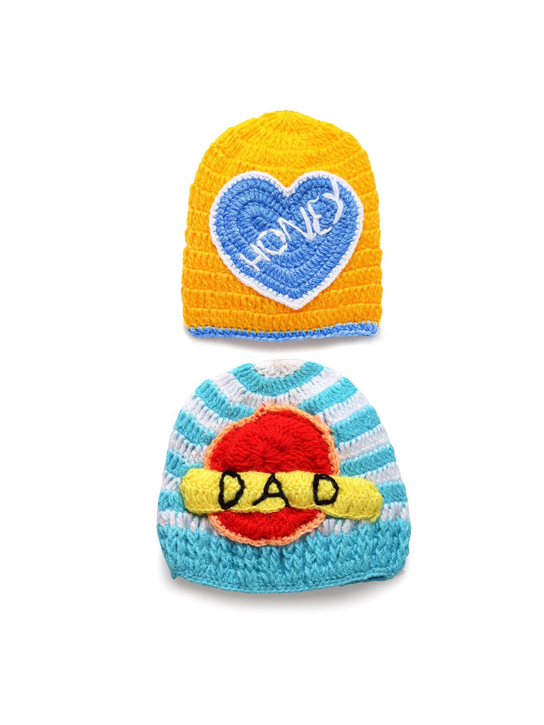 

CHUTPUT Kids Set of 2 Yellow Hand Knitted Crochet Cap