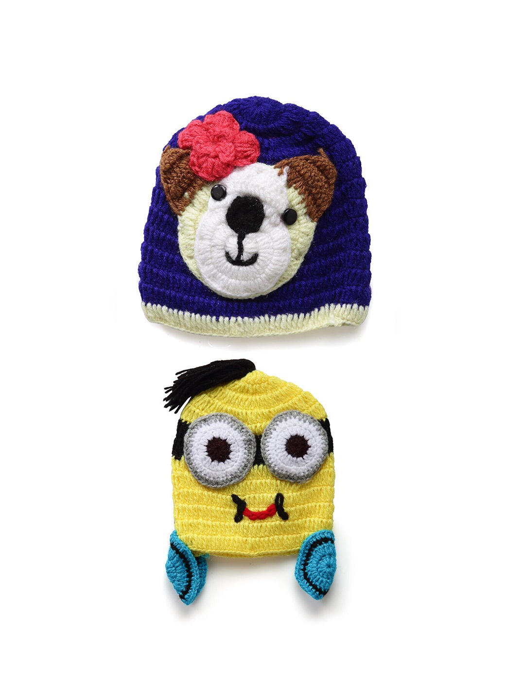 CHUTPUT Kids Pack of 2 Yellow & Blue Mininons Beanie Caps