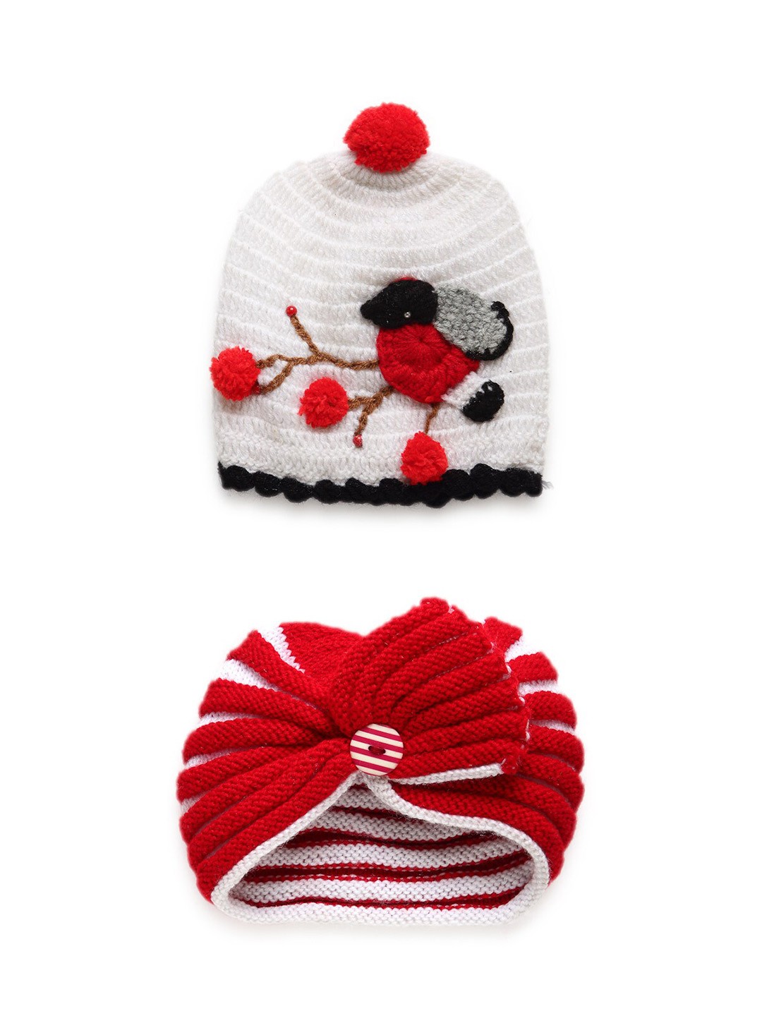 

CHUTPUT Kids White & Red Set of 2 Beanie