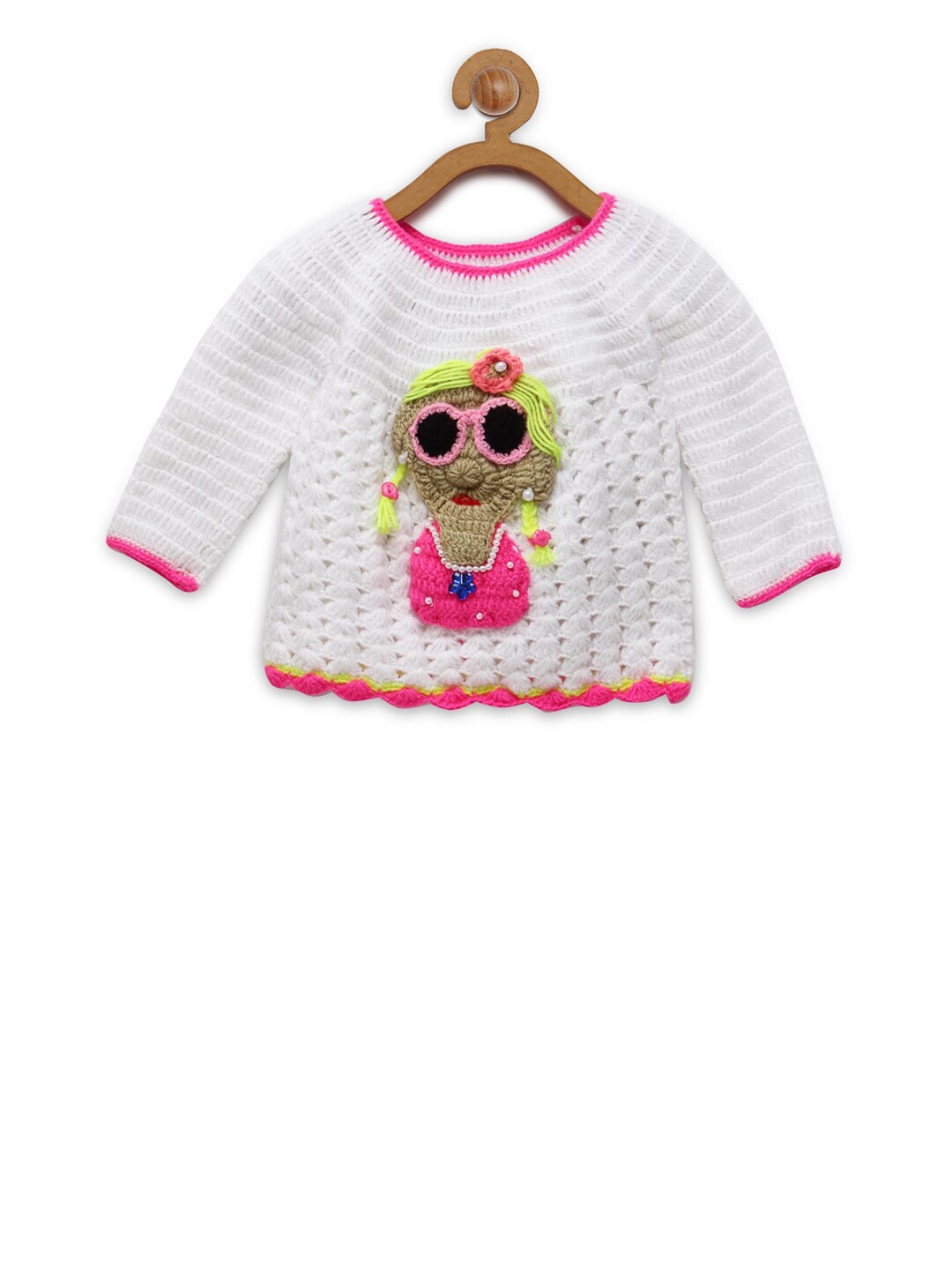 

CHUTPUT Unisex Kids White Cable Knit Sweater Vest