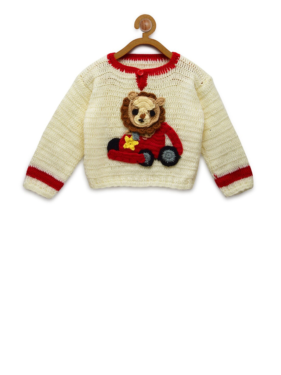 

CHUTPUT Kids Cream-Coloured & Red Animal Pullover