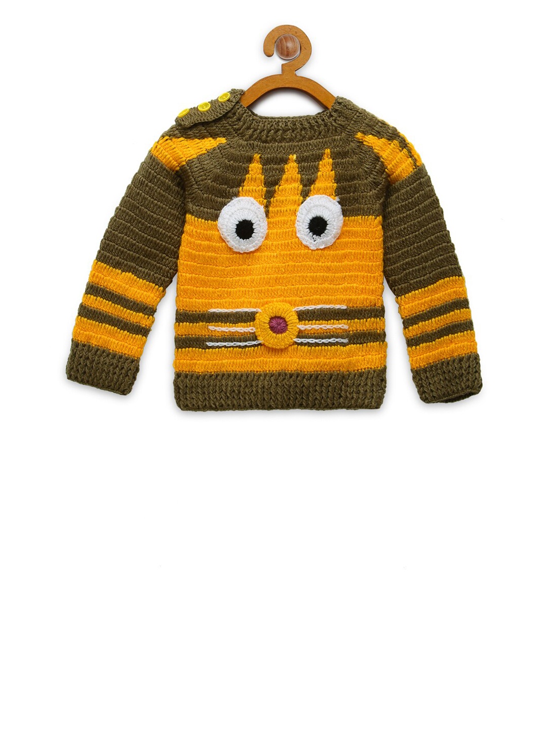 

CHUTPUT Unisex Kids Yellow Hand Knitted Wool Crochet Sweater
