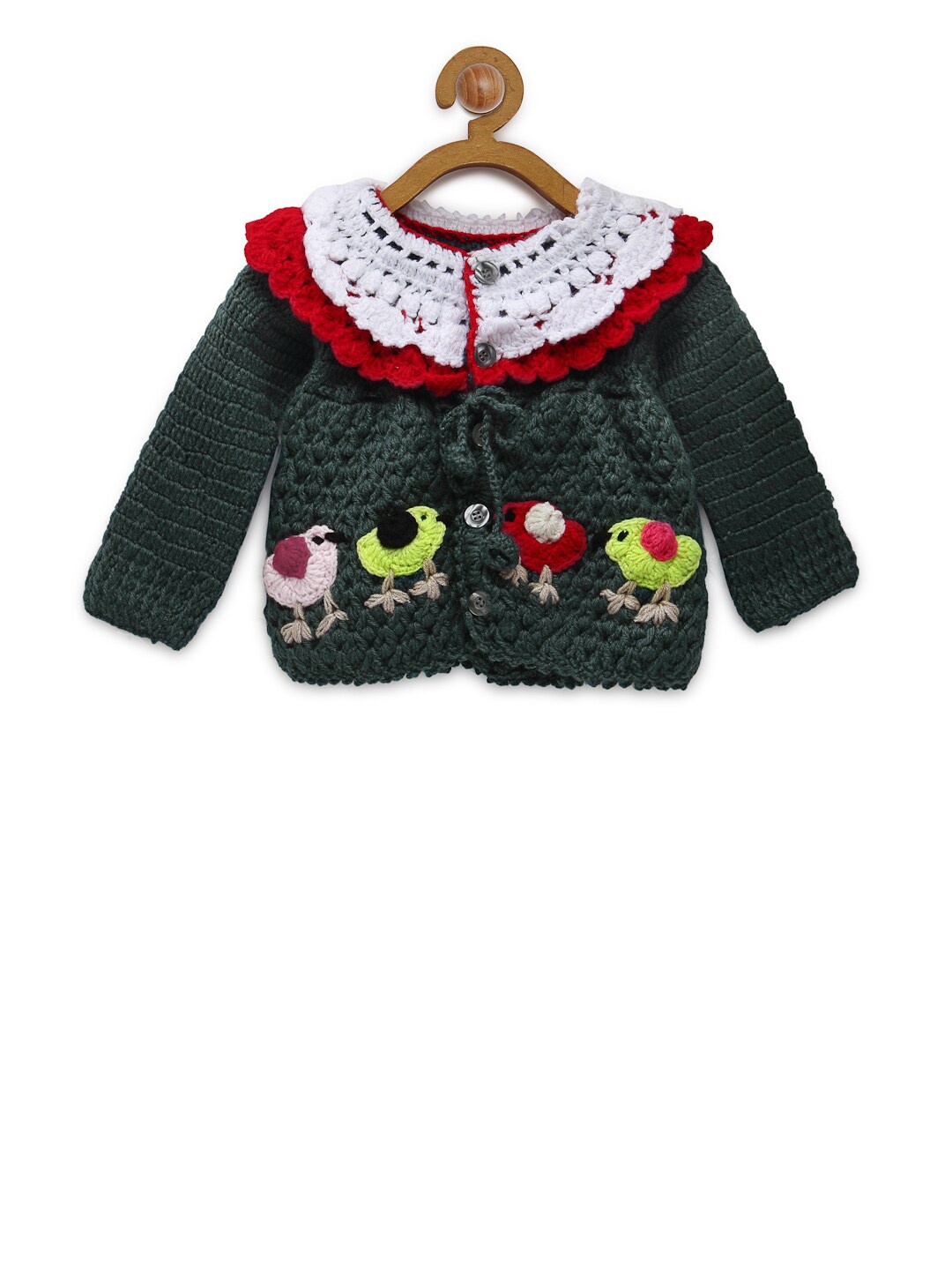 

CHUTPUT Unisex Kids Grey & Red Floral Cardigan