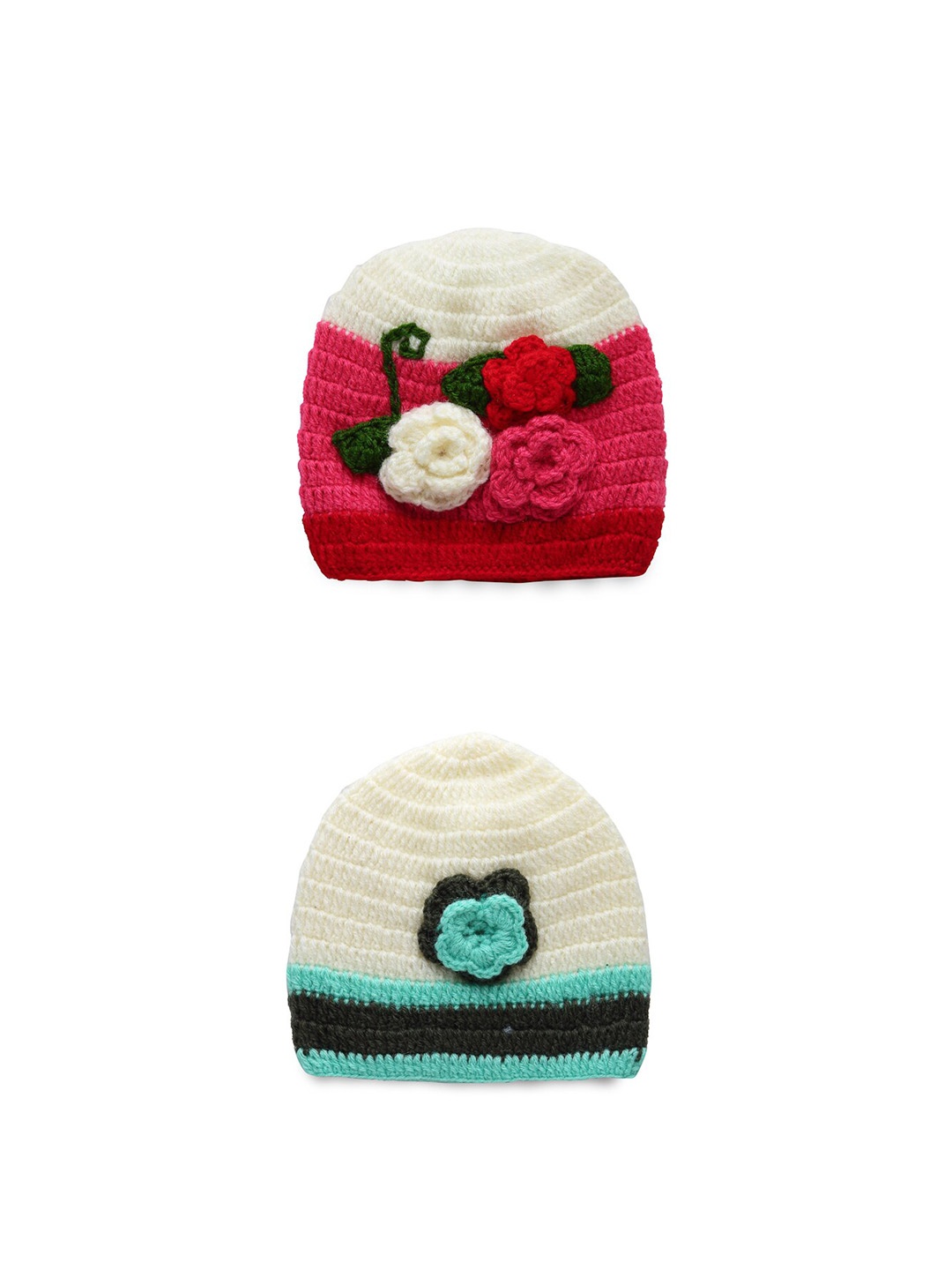 

CHUTPUT Unisex Kids Pack of 2 Embroidered Beanie, Cream
