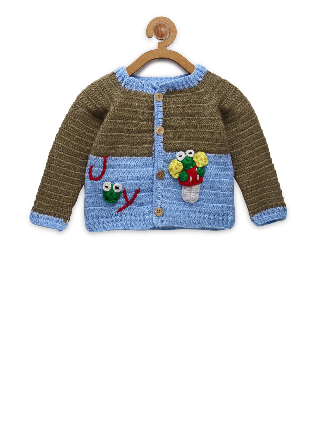 

CHUTPUT Unisex Kids Blue & Yellow Floral Cardigan