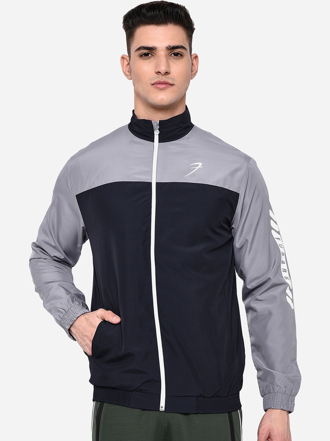 

FUAARK Men Grey Colourblocked Lightweight Training or Gym Sporty Jacket