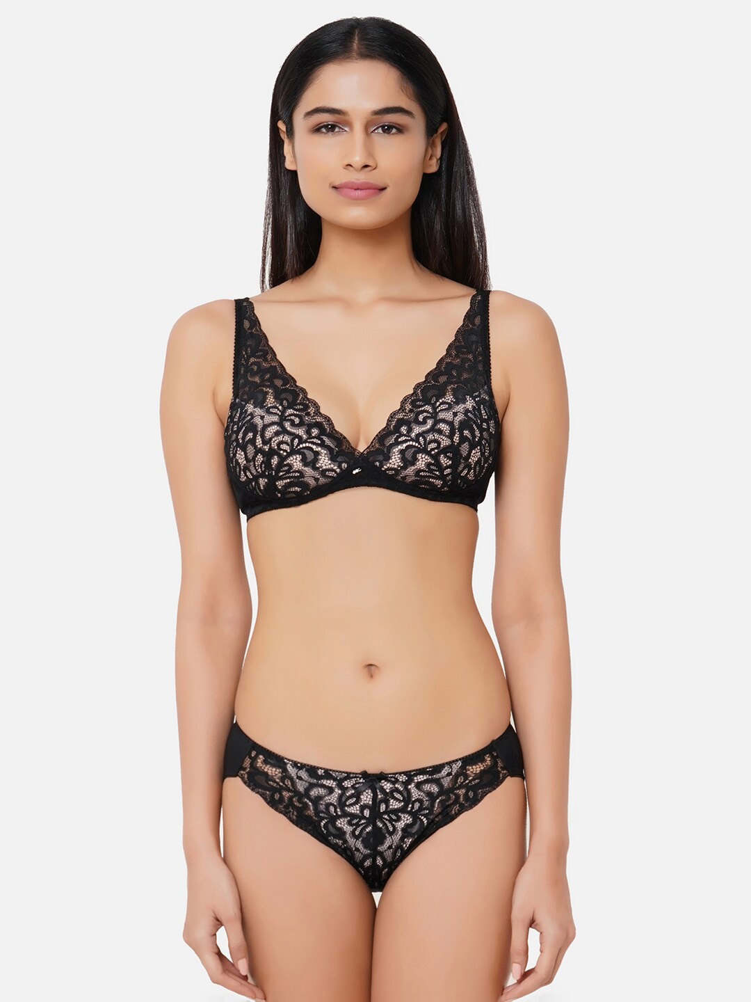 

Wacoal Women Black Self Design lacy Bikini Briefs