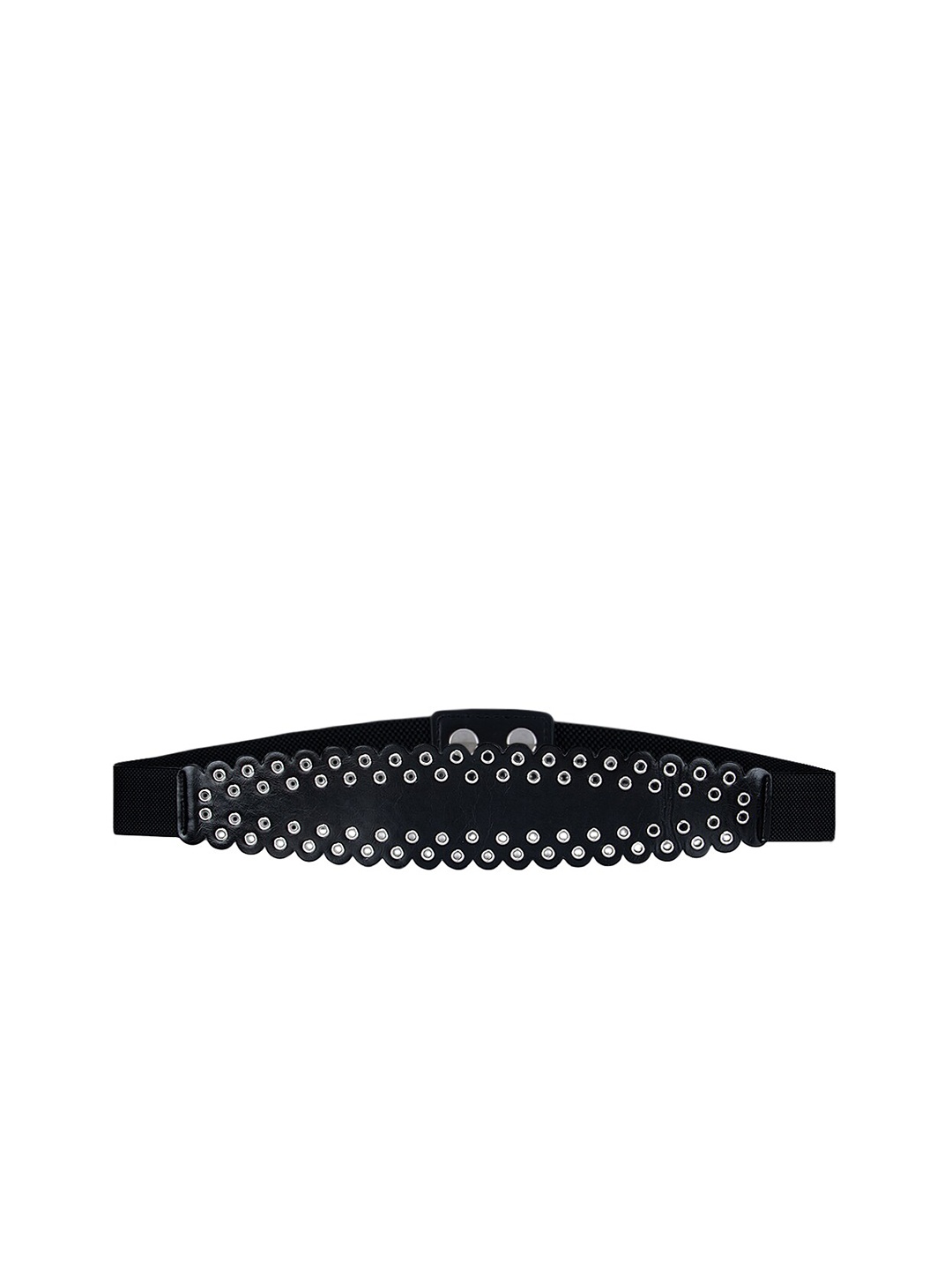 

Kazo Women Black Broad Belt With Silver Rivet Details