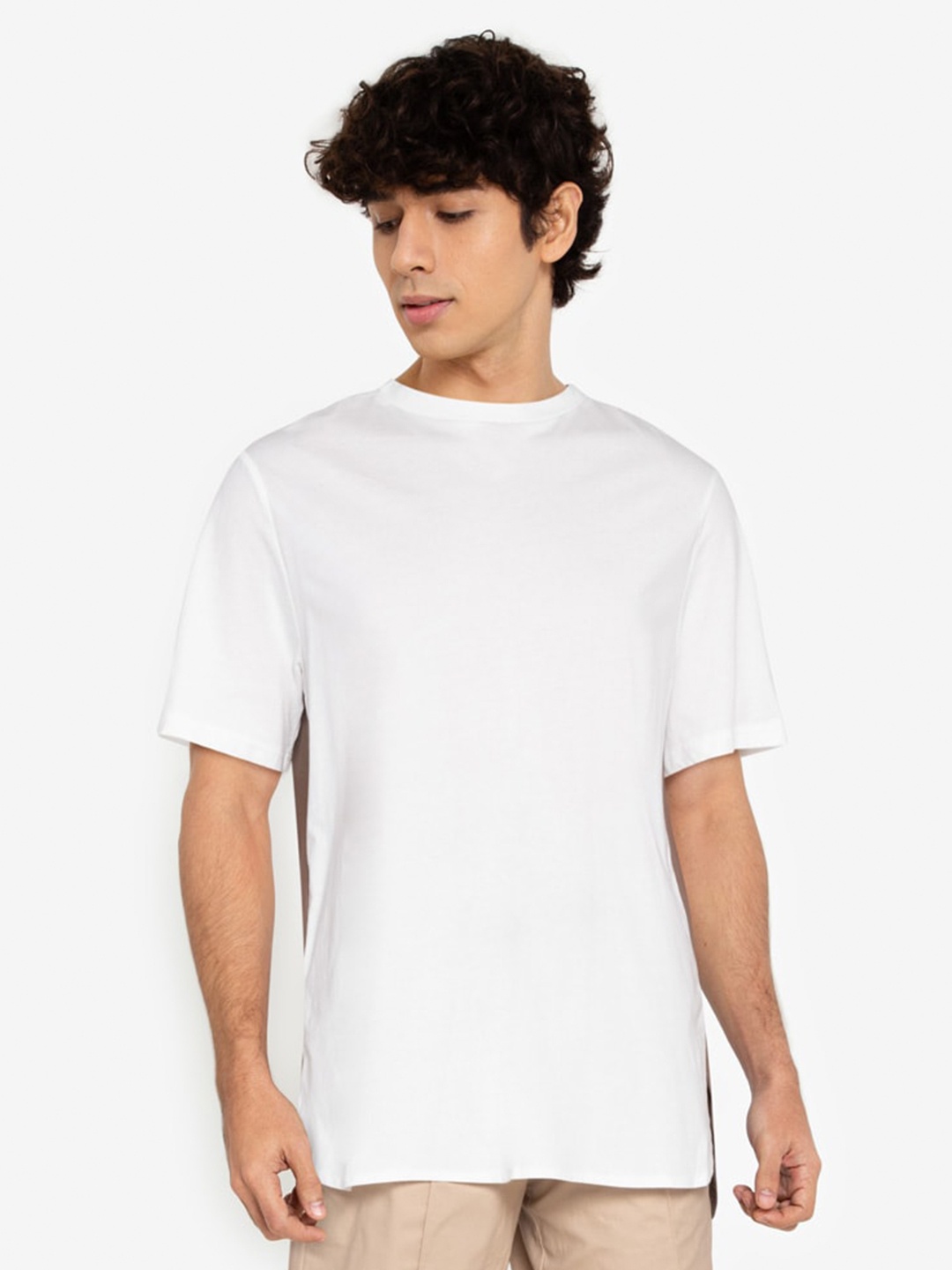 

ZALORA BASICS Men White & Brown Colourblocked Two Tone T-Shirt