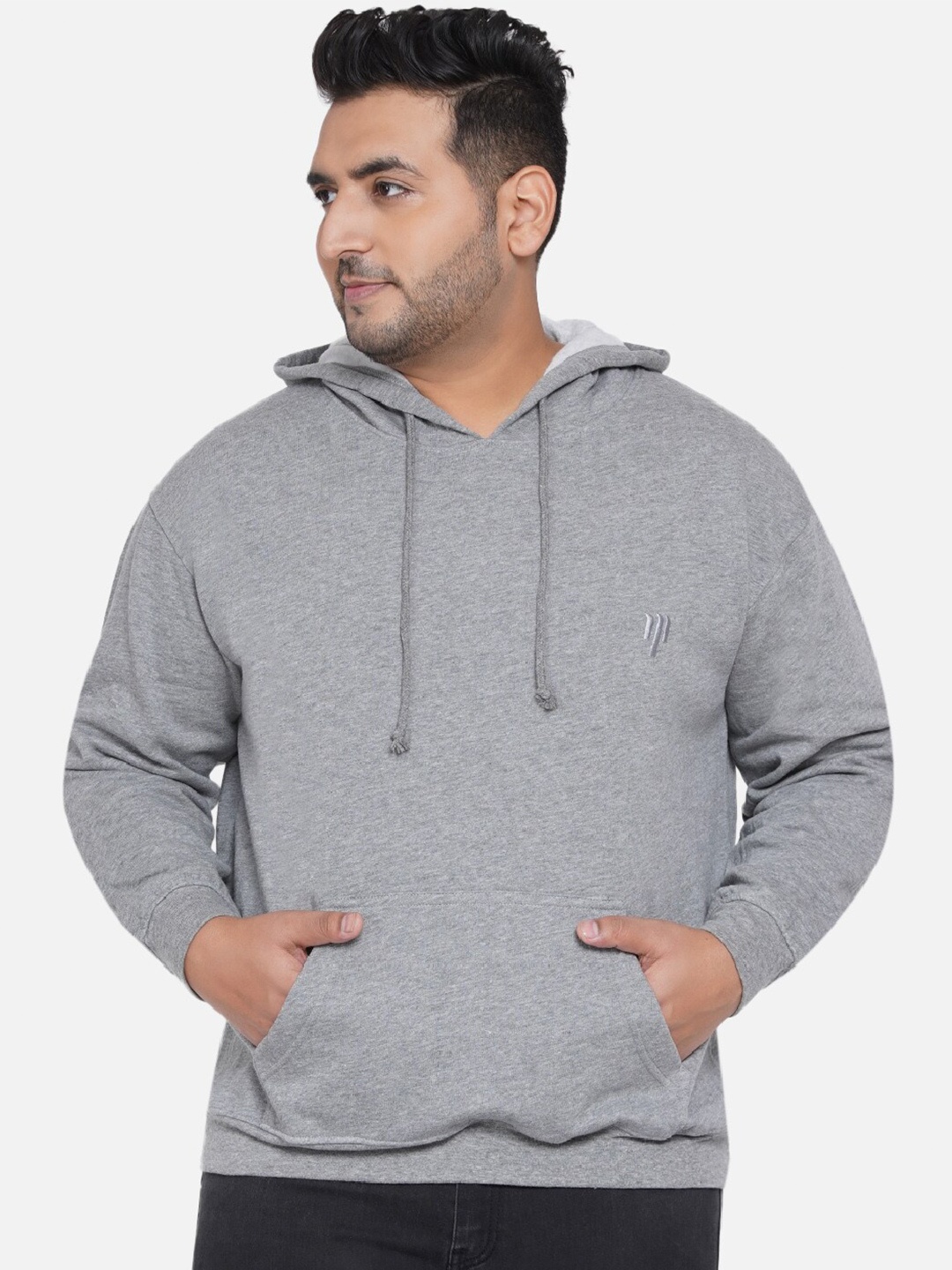 Santonio Men Grey Hooded Sweatshirt