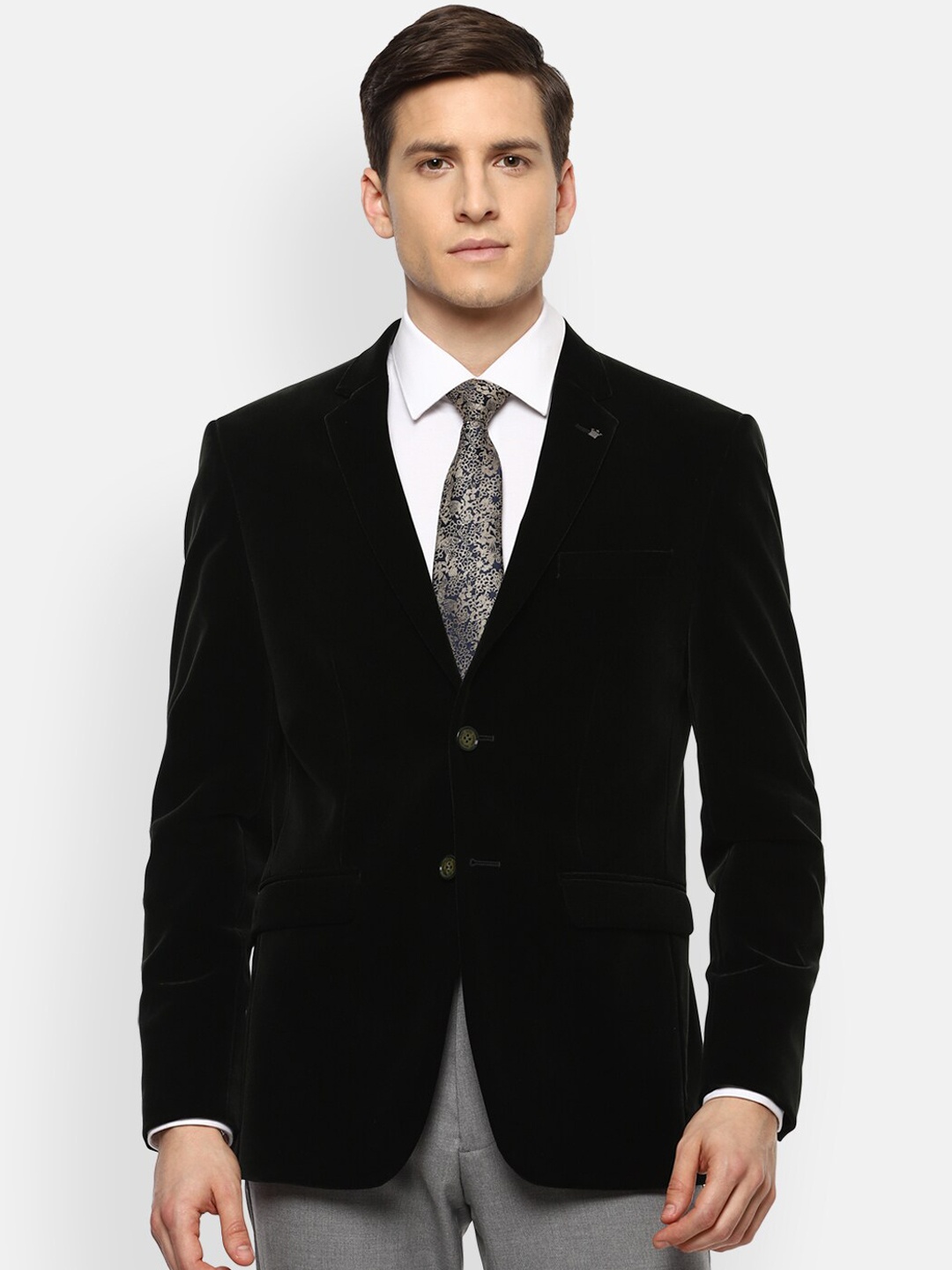 

Louis Philippe Men Black Solid Slim Fit Single Breasted Blazer