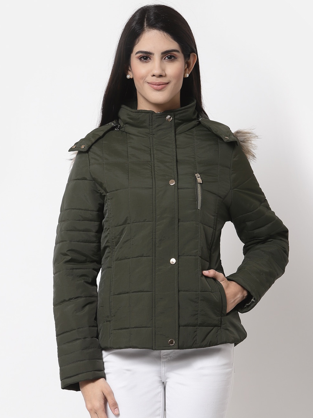 

Juelle Women Olive Green Camouflage Parka Jacket