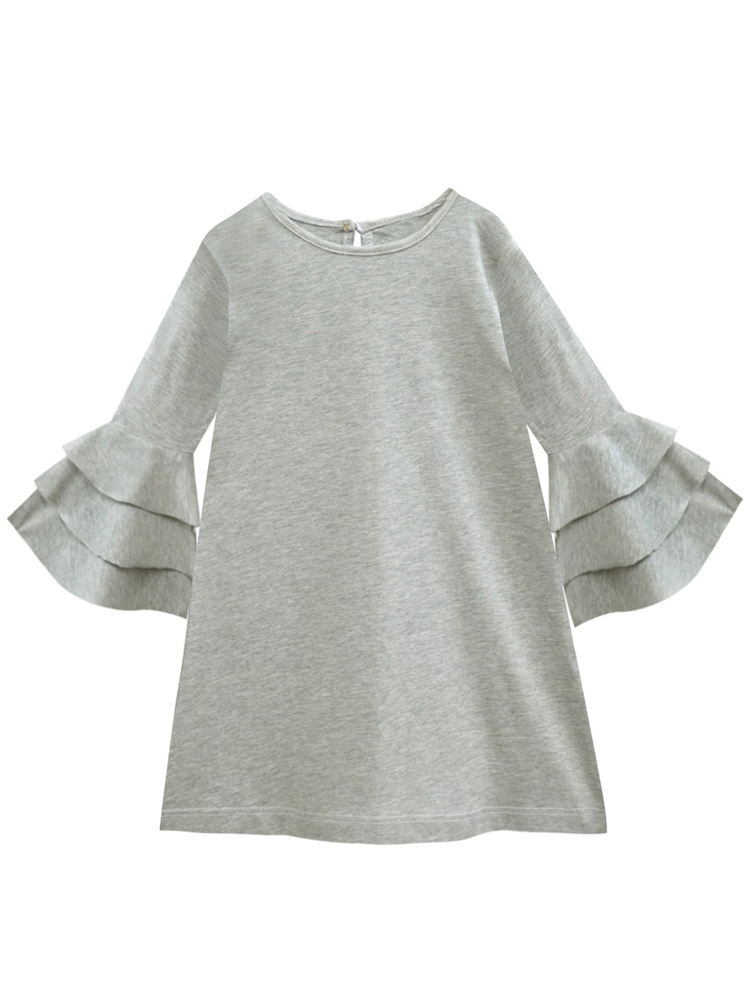 

A T U N Grey Melange Pure Cotton A-Line Dress