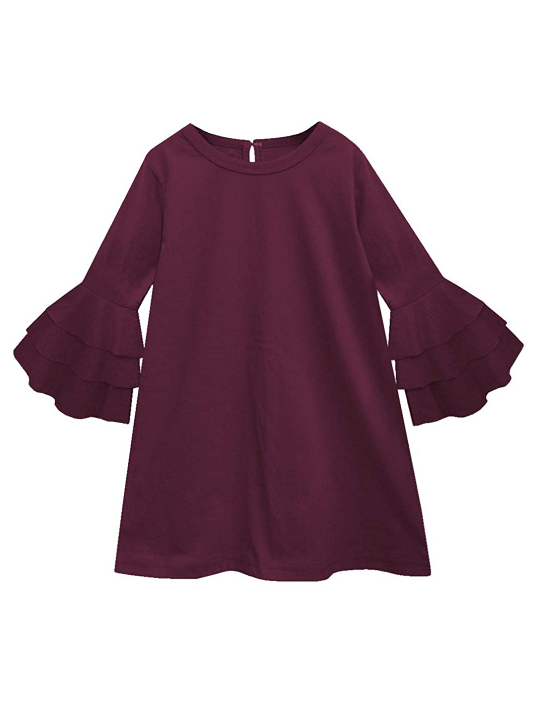 

A T U N Purple A-Line Cotton Ruffled Dress