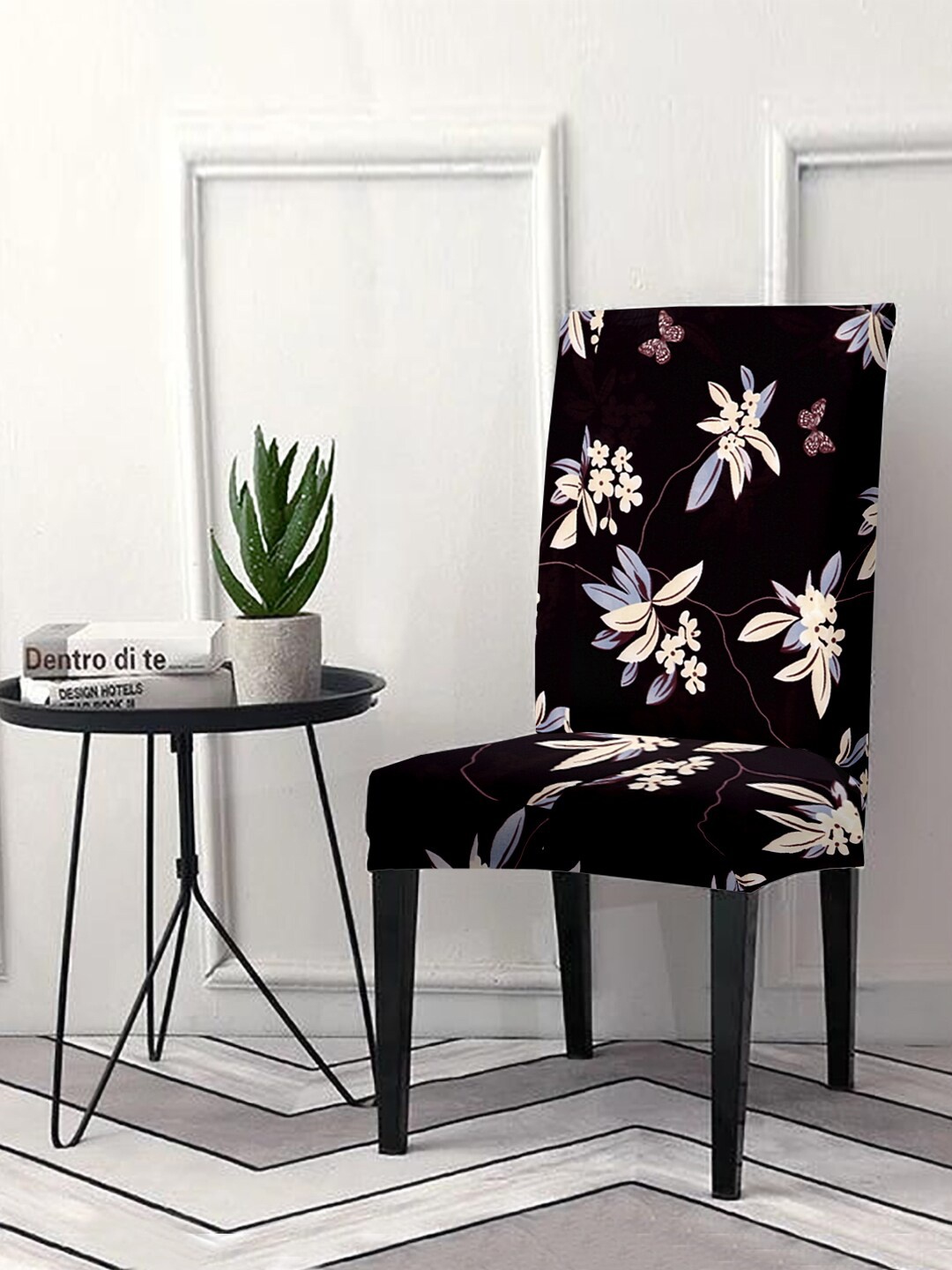 

Cortina Black & Beige Floral Printed Chair Cover