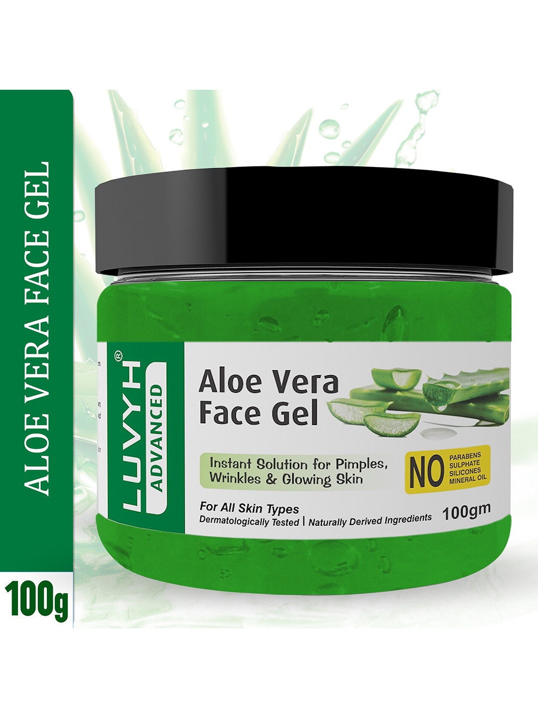 

LUVYH Aloe Vera Face Gel - 100 gm, Green