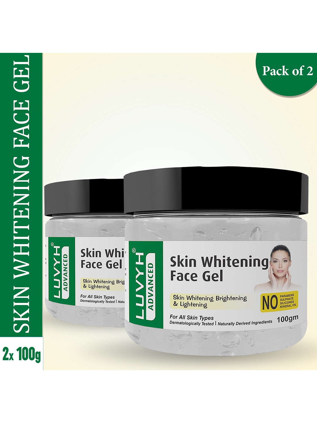 

LUVYH Pack of 2 Skin Whitening Face Gel - 200g Each, White