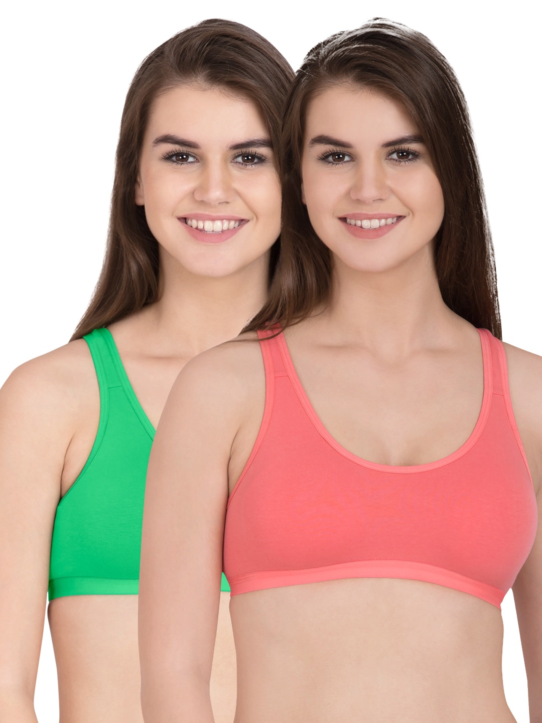 

Tweens Pack of 2 Sports Bras TW273, Green