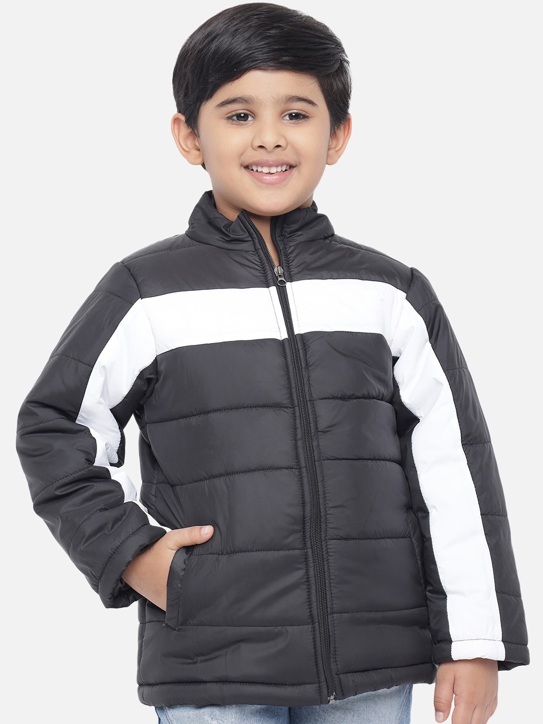 

Kotty Boys BLack & White Colourblocked Lightweight Puffer Jacket