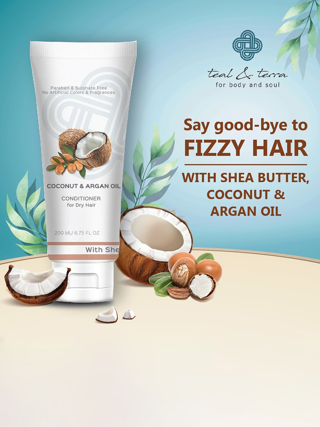

teal & terra Conditioner With Shea Butter & Argan Oil For Dry Hair- 200 ml, White