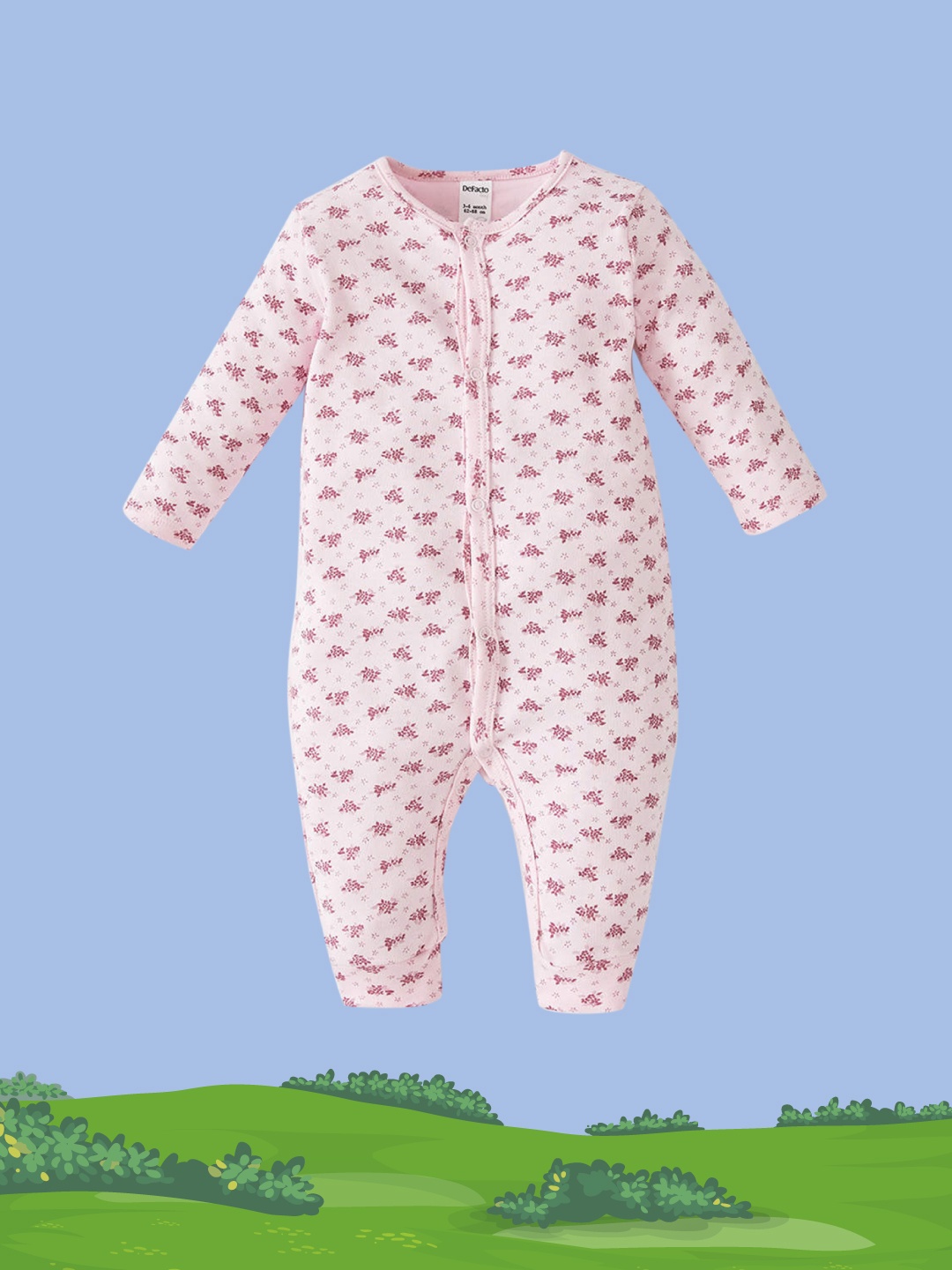 

DeFacto Infant Girls Pink Floral Printed Cotton Rompers