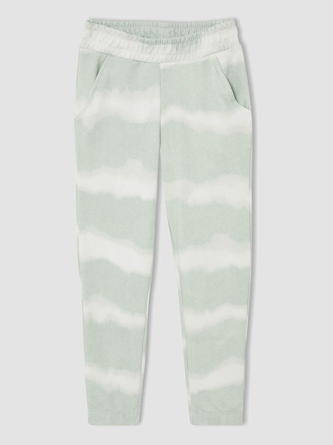 

DeFacto Girls Mint Green & Off-White Dyed Joggers