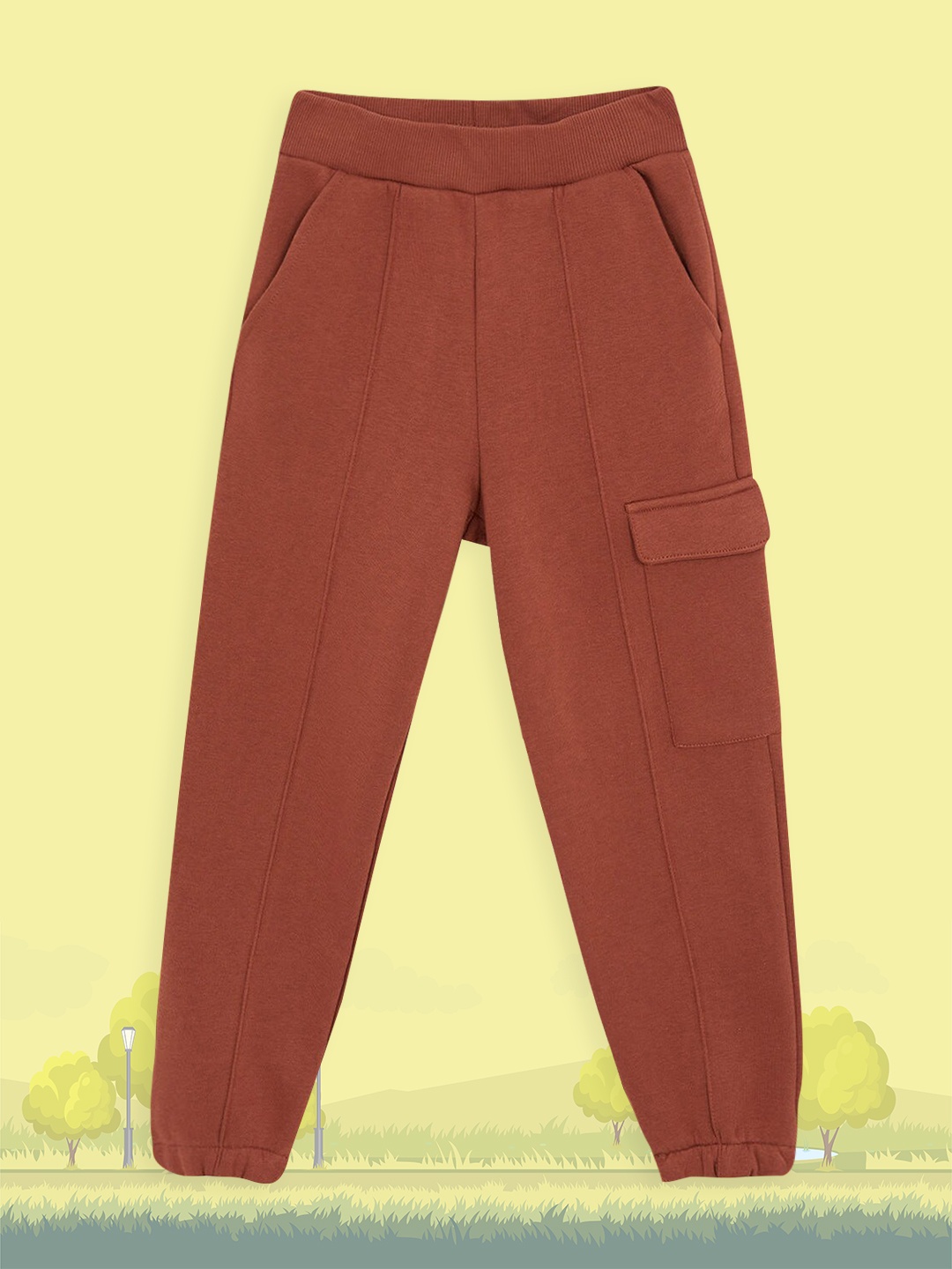 

DeFacto Girls Brown Solid Relaxed Fit Cargo Style Mid-Rise Joggers