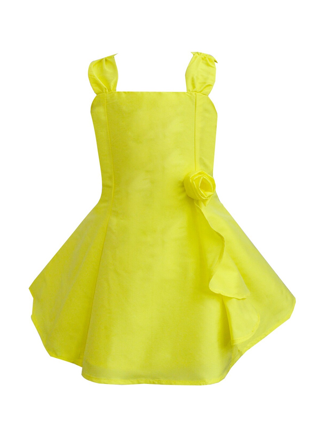 

A T U N Girls Yellow Solid Fit and Flare Dress