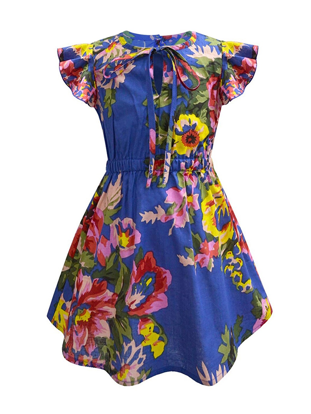 

A T U N Girls Blue Floral Printed Dress