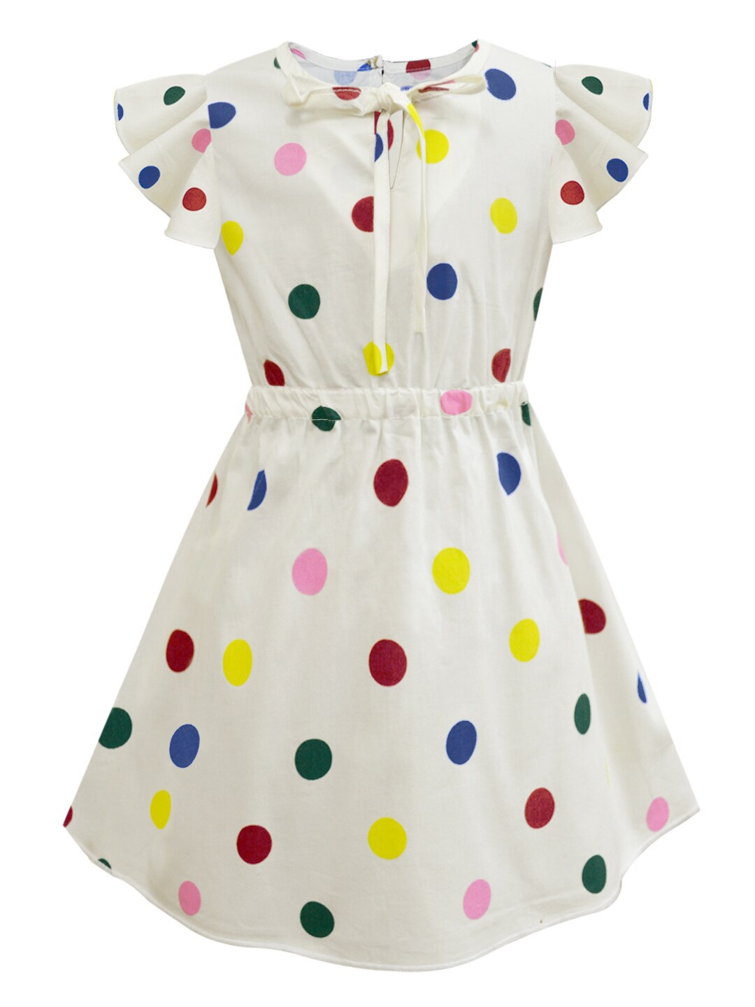 

A T U N Cream-Coloured Polka Dots Printed Pure Cotton Dress