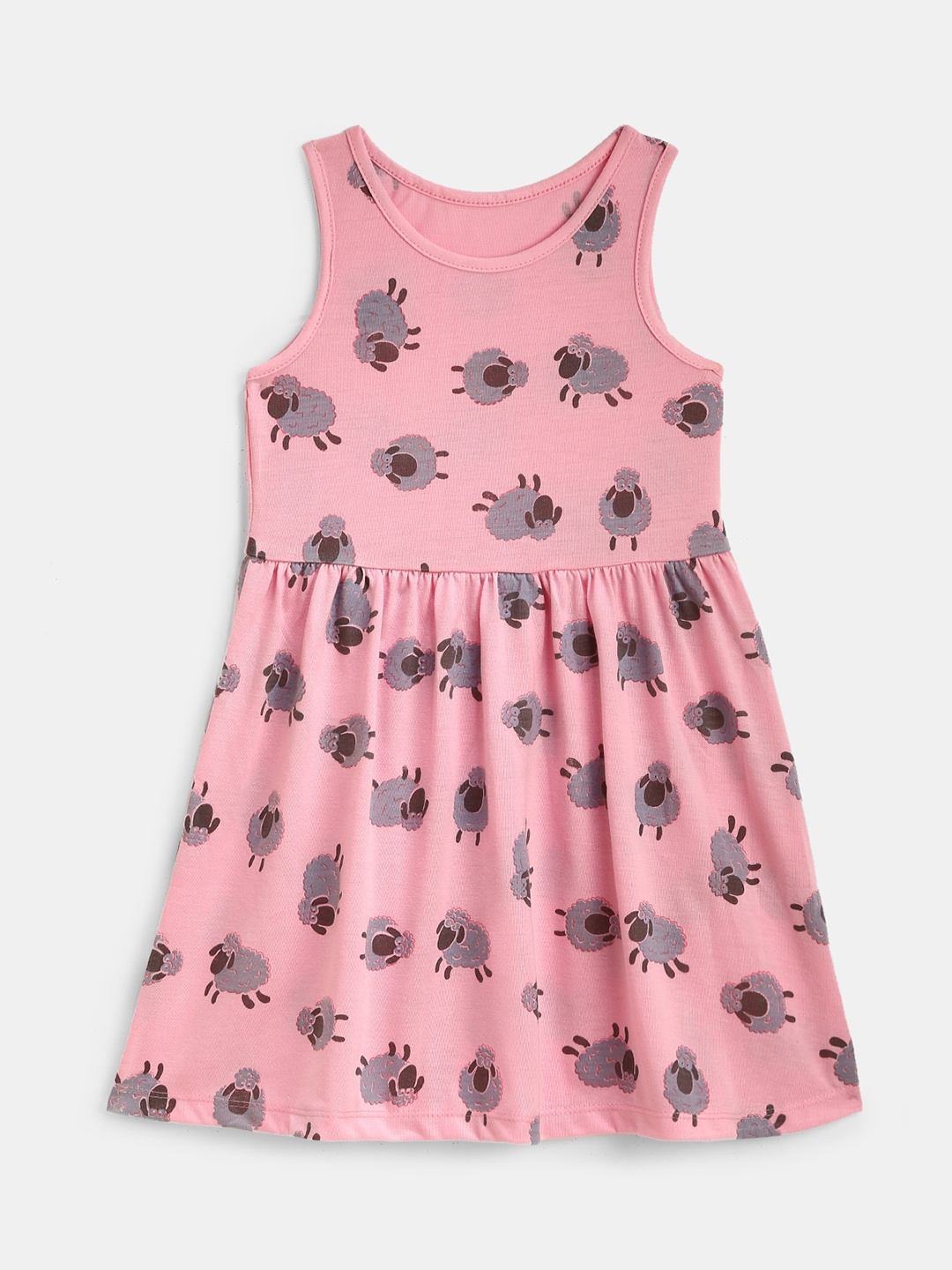 

YK Girls Pink Printed Fit & Flared Dress