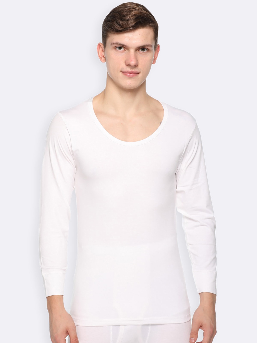 

Kanvin Men Off-White Solid Thermal T-shirt