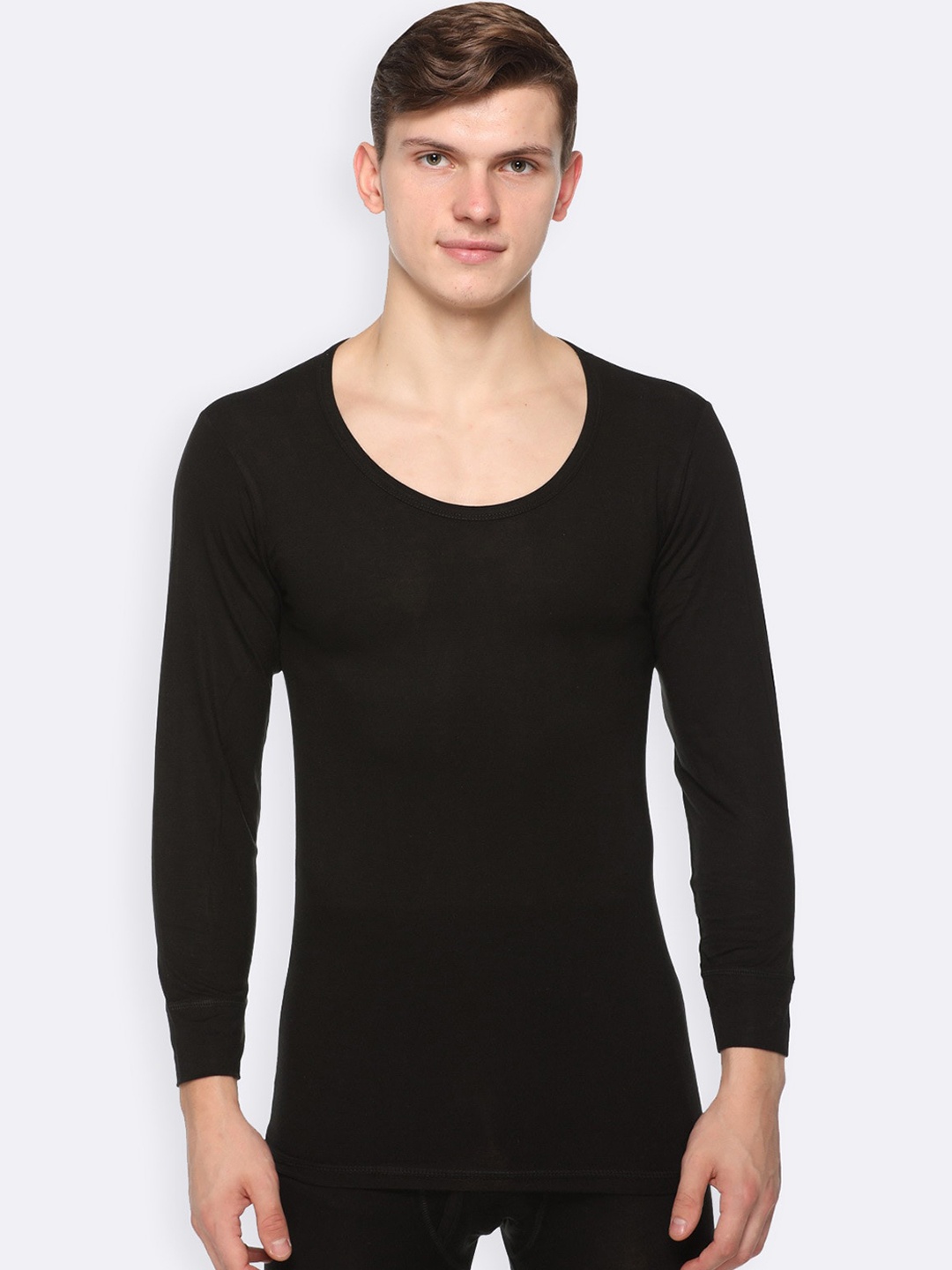 

Kanvin Men Black Solid Thermal Tops