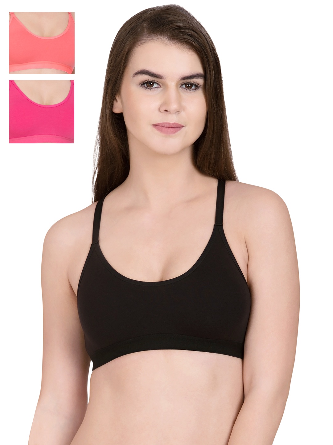 

Tweens Pack of 3 Sports Bras TW275, Coral