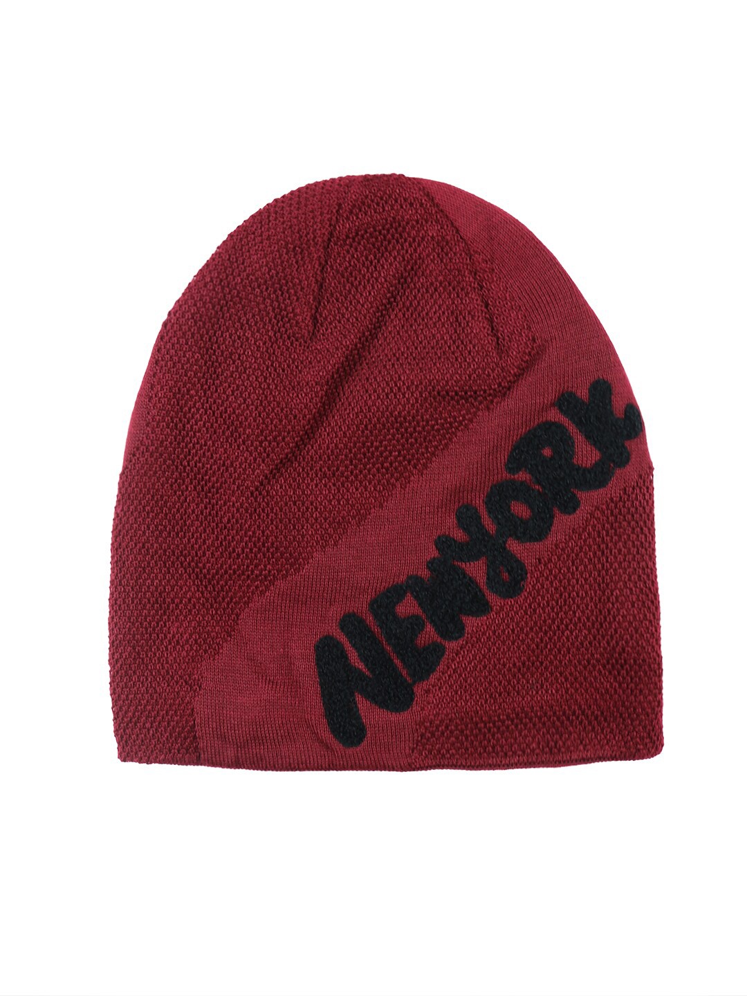 

iSWEVEN Unisex Red & Black Woolen Beanie