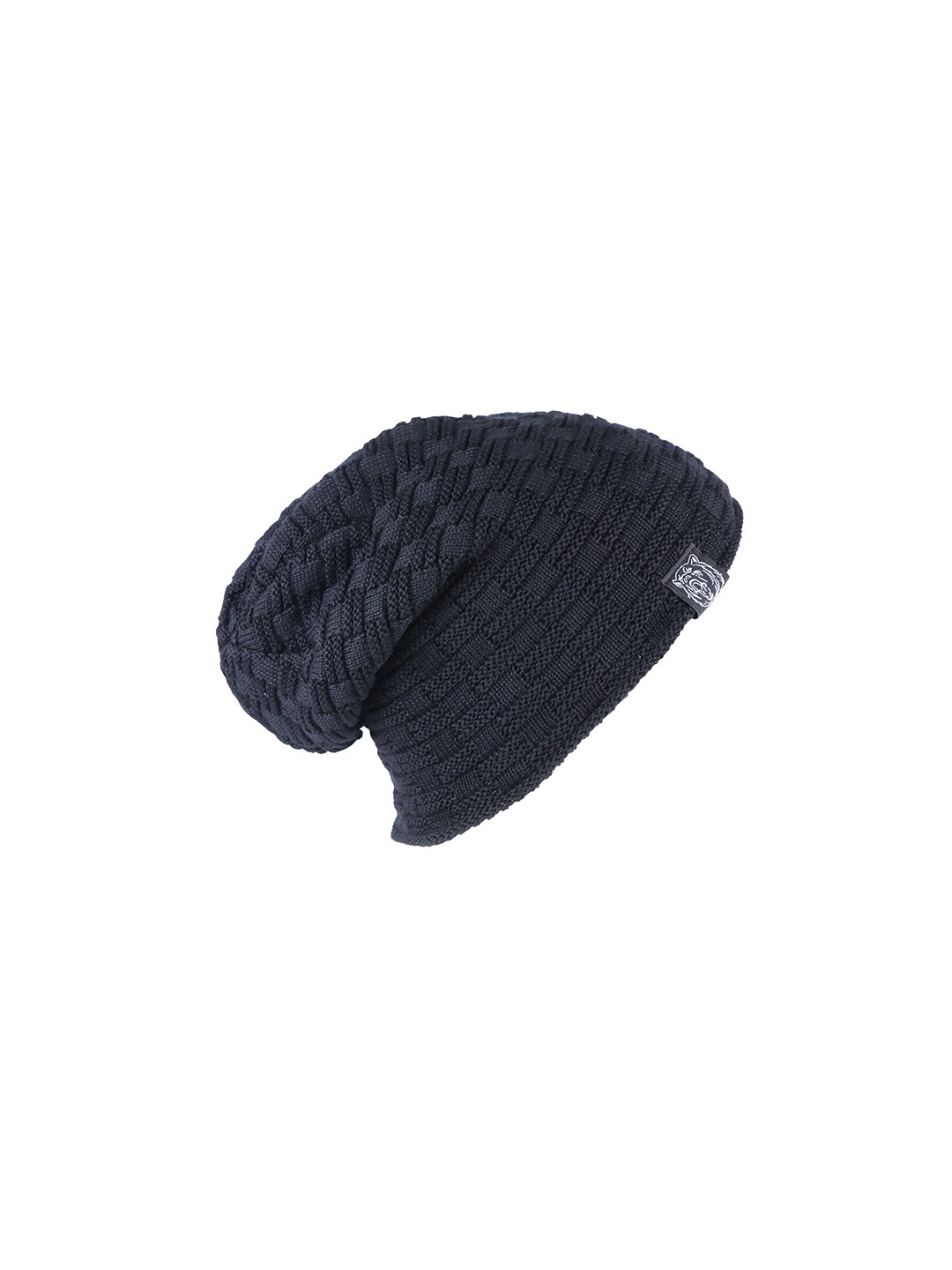 

iSWEVEN Unisex Black Self Design Woolen Beanie