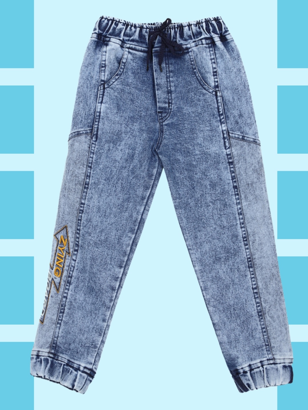 

CREMLIN CLOTHING Boys Blue Heavy Fade Jeans