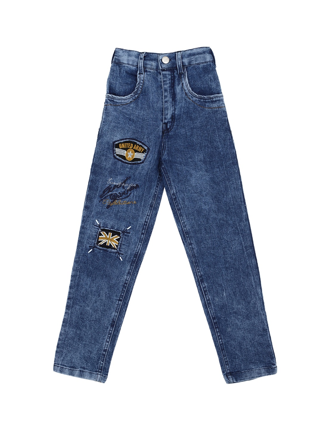 

CREMLIN CLOTHING Boys Blue Mid Rise Heavy Fade Jeans
