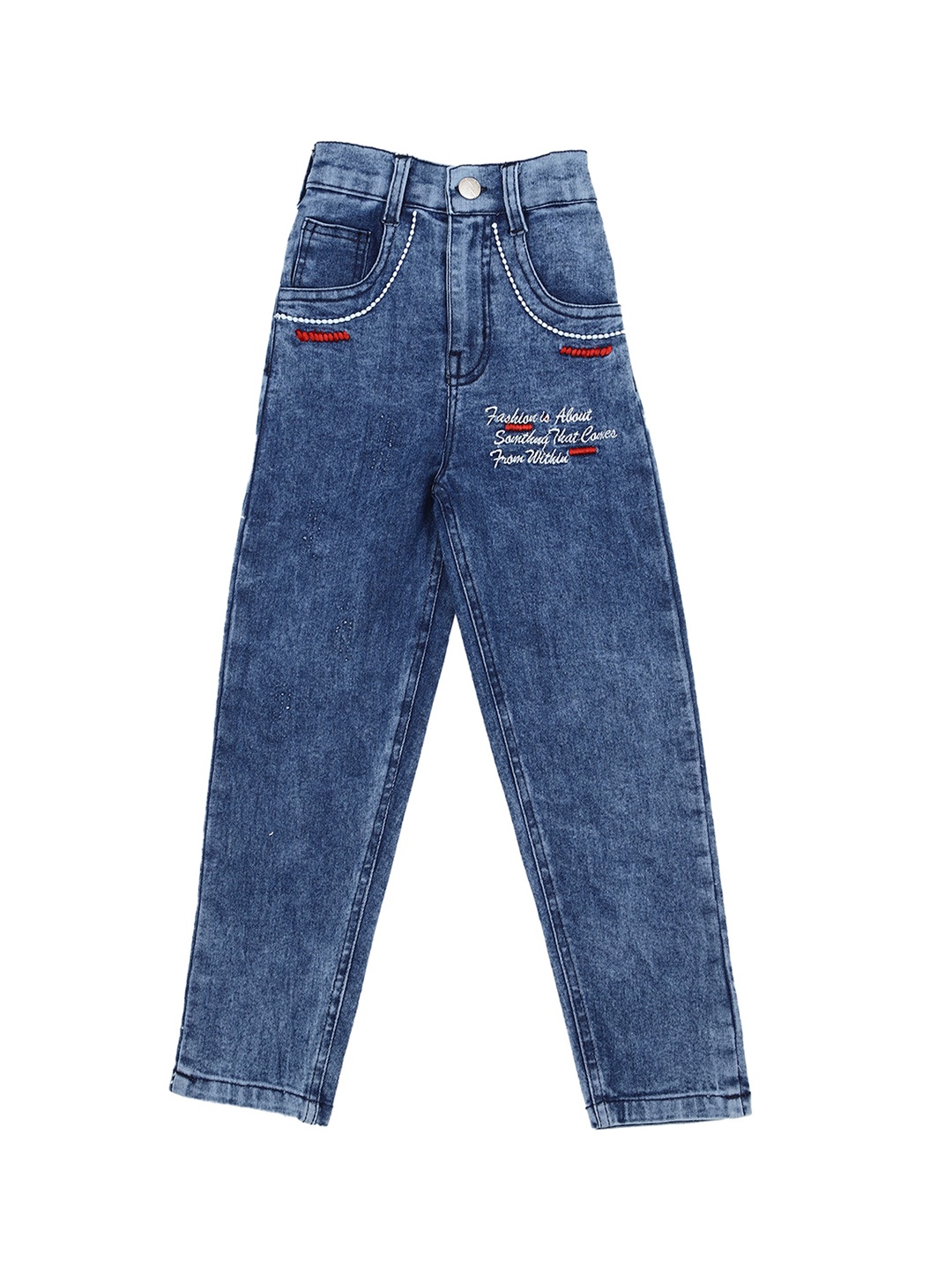 

CREMLIN CLOTHING Boys Blue Low Distress Light Fade Jeans