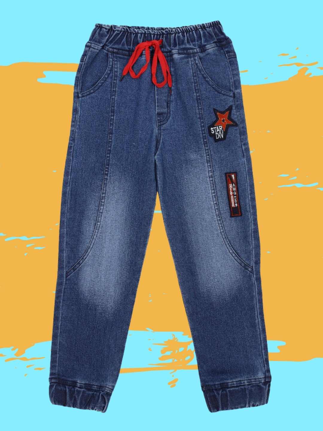 

CREMLIN CLOTHING Boys Blue Mildly Distressed Heavy Fade Jeans