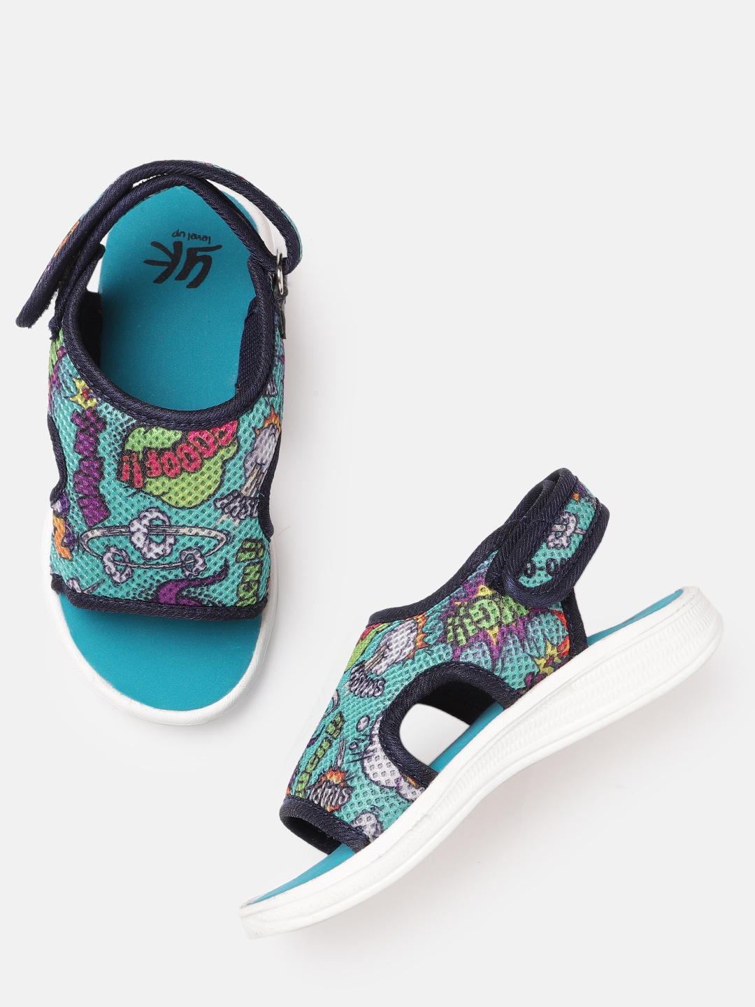 

YK Boys Sea Green & Purple Printed Sports Sandals