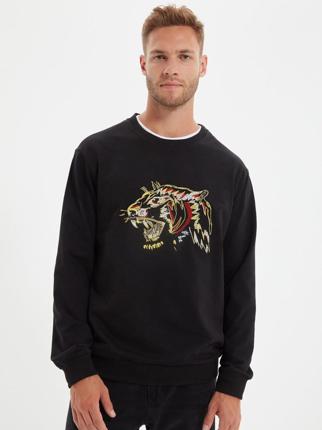 

Trendyol Men Black Printed Sweatshirt