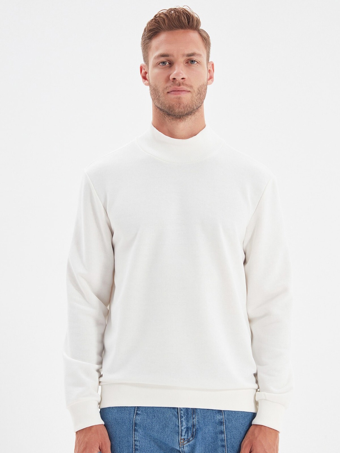 

Trendyol Men Off White Sweatshirt