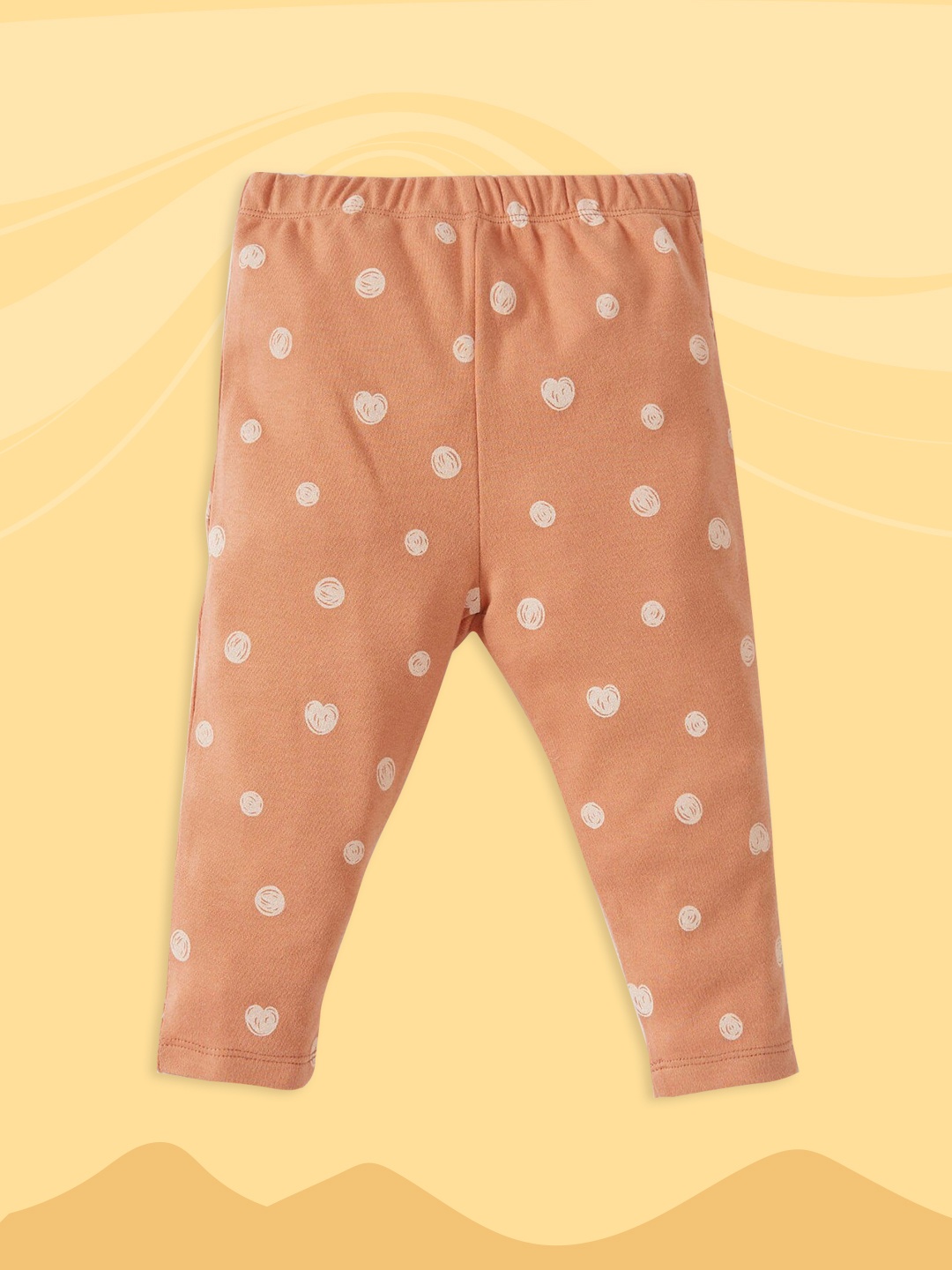 

DeFacto Infant Boys Orange & Beige Polka Dot Print Organic Cotton Track Pants