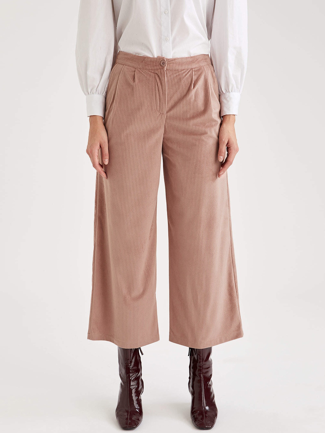

DeFacto Women Peach-Coloured Corduroy Culottes