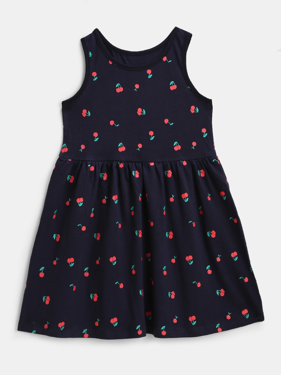 

YK Navy Blue & Red Printed Pure Cotton Fit And Flared Dress